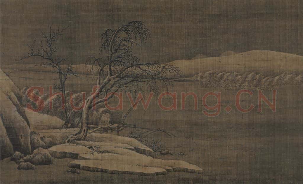 宋 马麟《寒江独钓图》书画作品