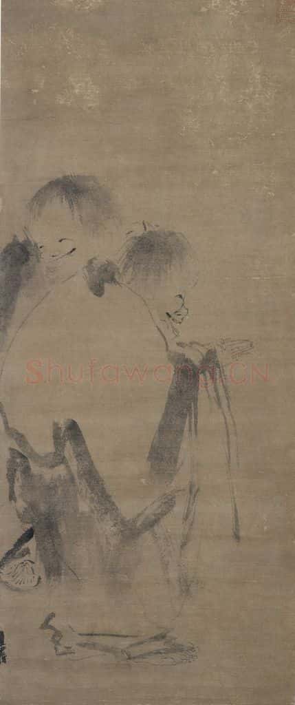 宋 梁楷《寒山拾得图》书画作品