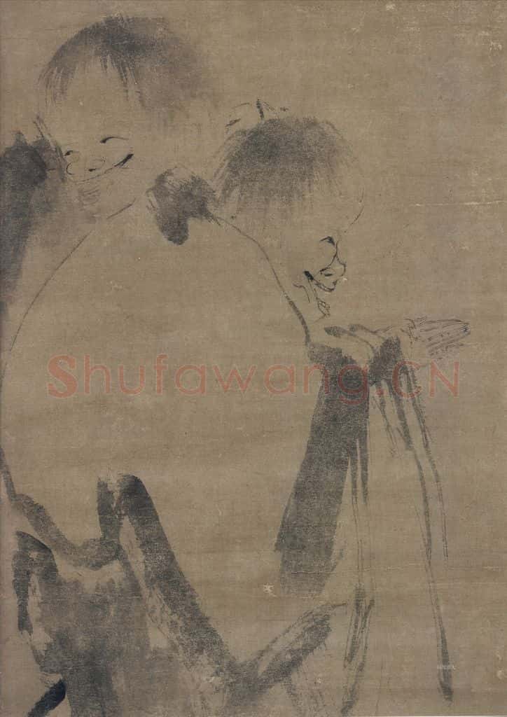 宋 梁楷《寒山拾得图》书画作品