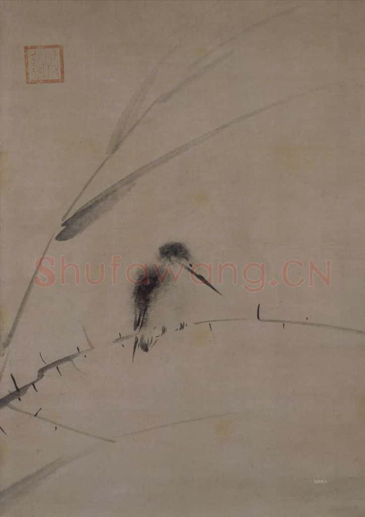 宋 牧溪《翡翠鹡鸰图(1)》书画作品
