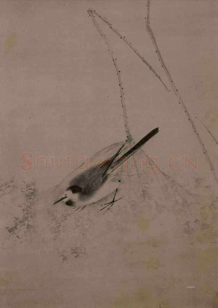 宋 牧溪《翡翠鹡鸰图（2）》书画作品