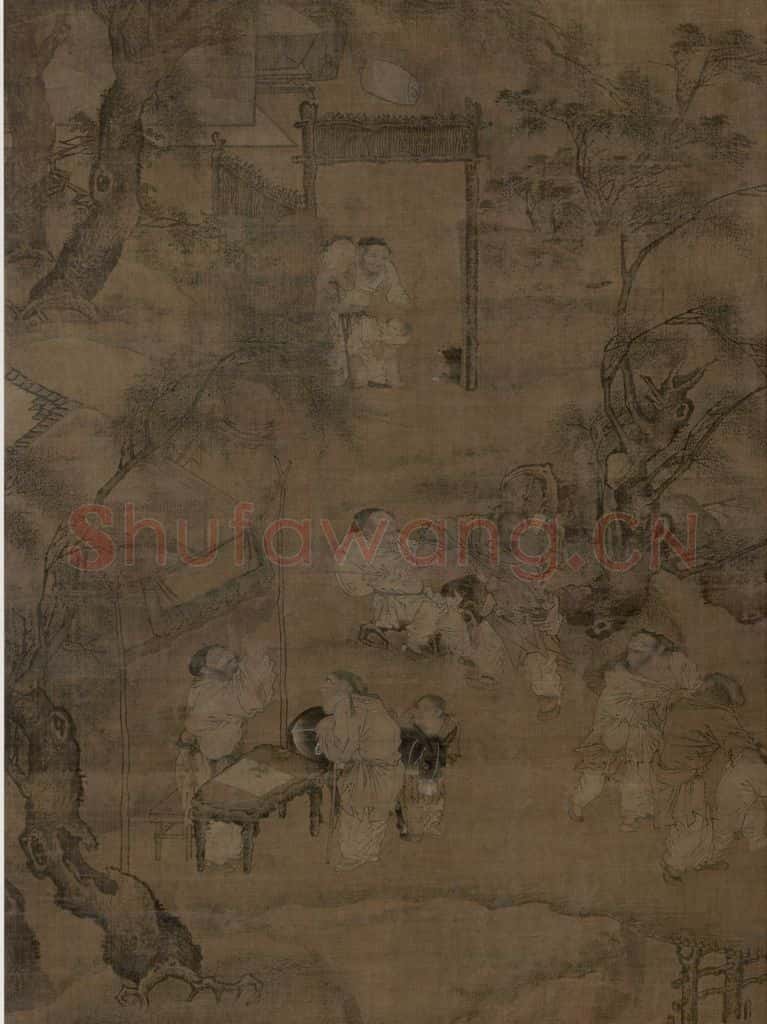 宋朝 佚名《柳荫群盲图》书画作品