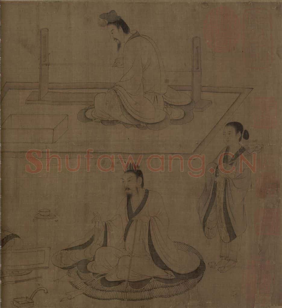 宋 佚名《摹顾恺之斲琴图》书画作品