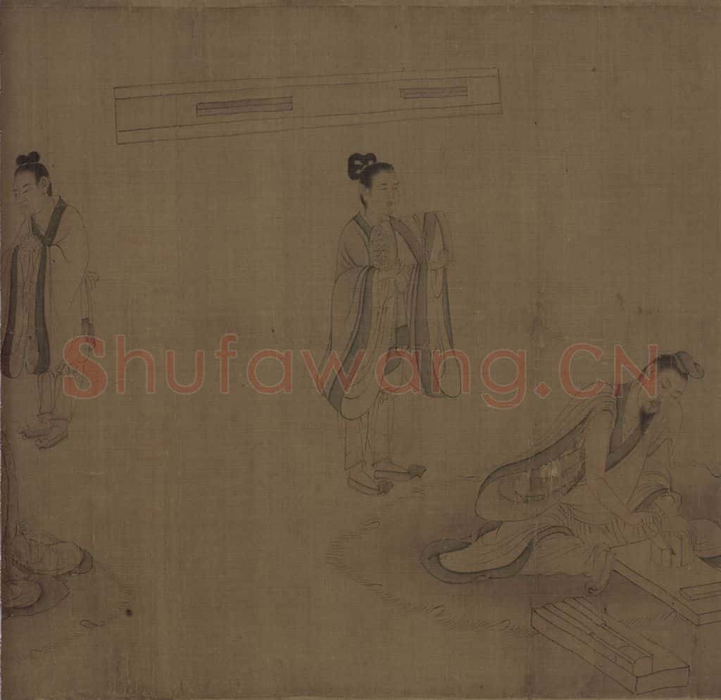宋 佚名《摹顾恺之斲琴图》书画作品