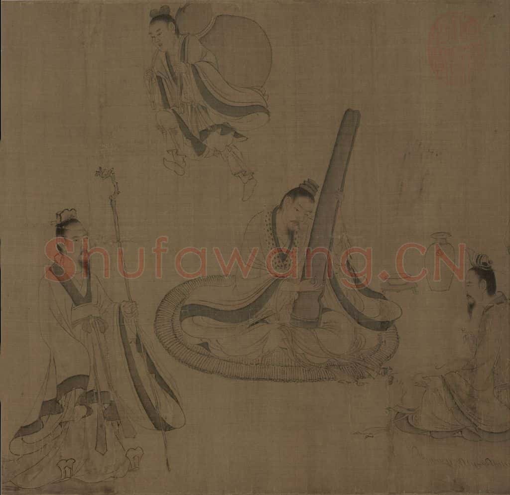 宋 佚名《摹顾恺之斲琴图》书画作品
