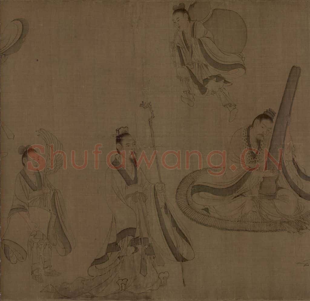 宋 佚名《摹顾恺之斲琴图》书画作品