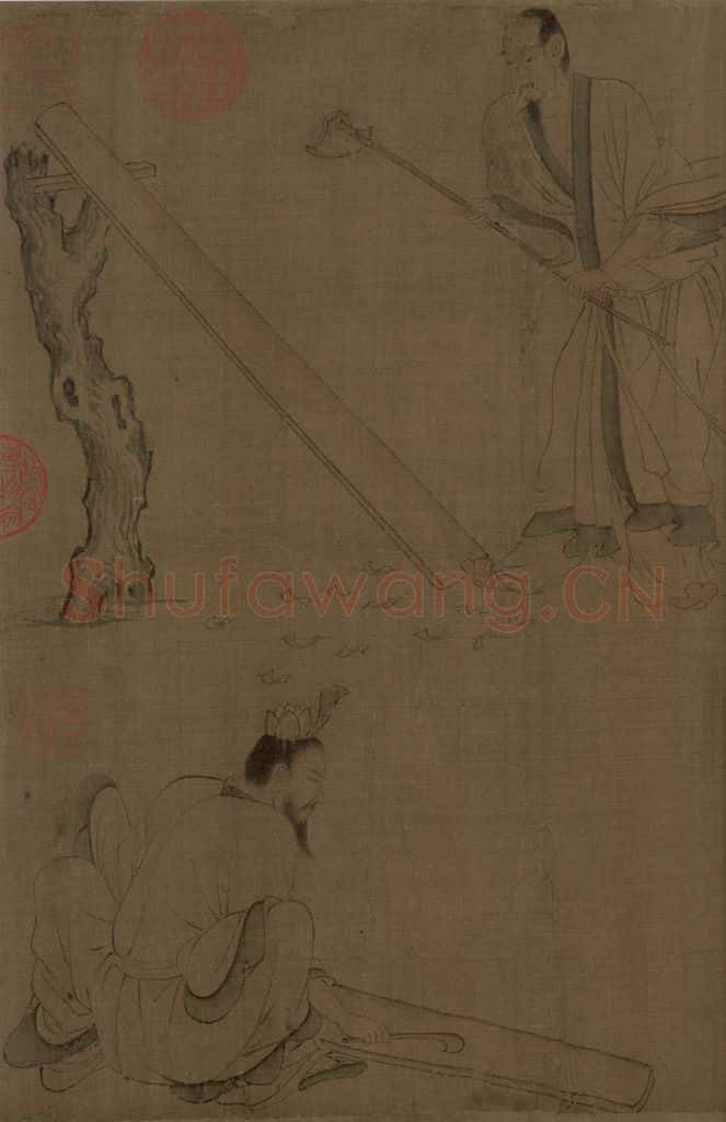 宋 佚名《摹顾恺之斲琴图》书画作品