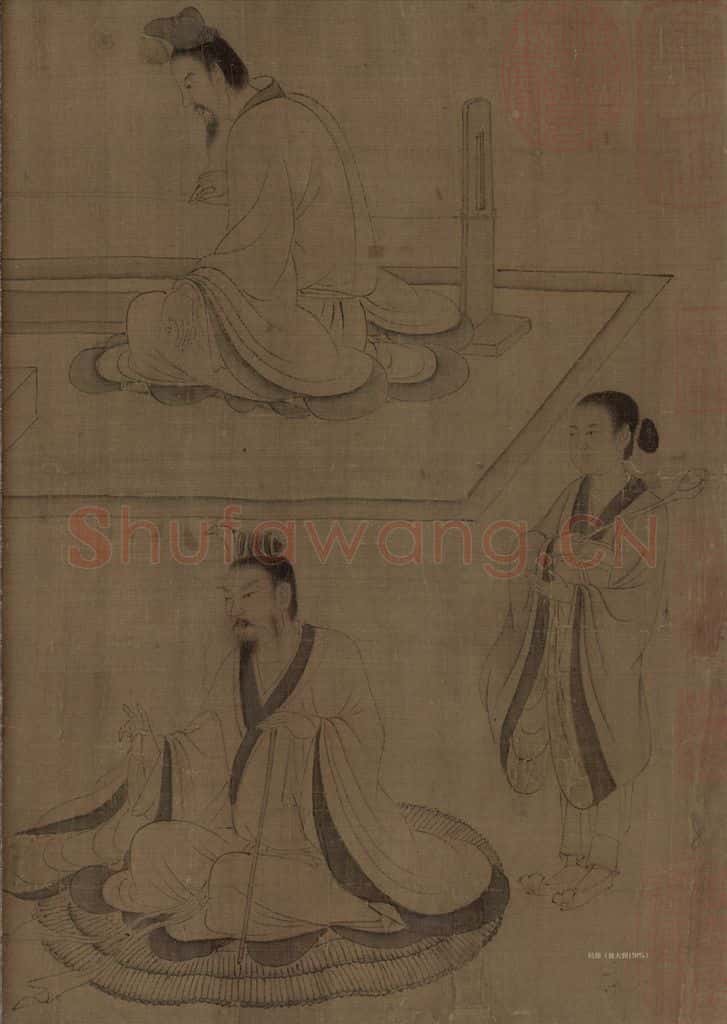 宋 佚名《摹顾恺之斲琴图》书画作品