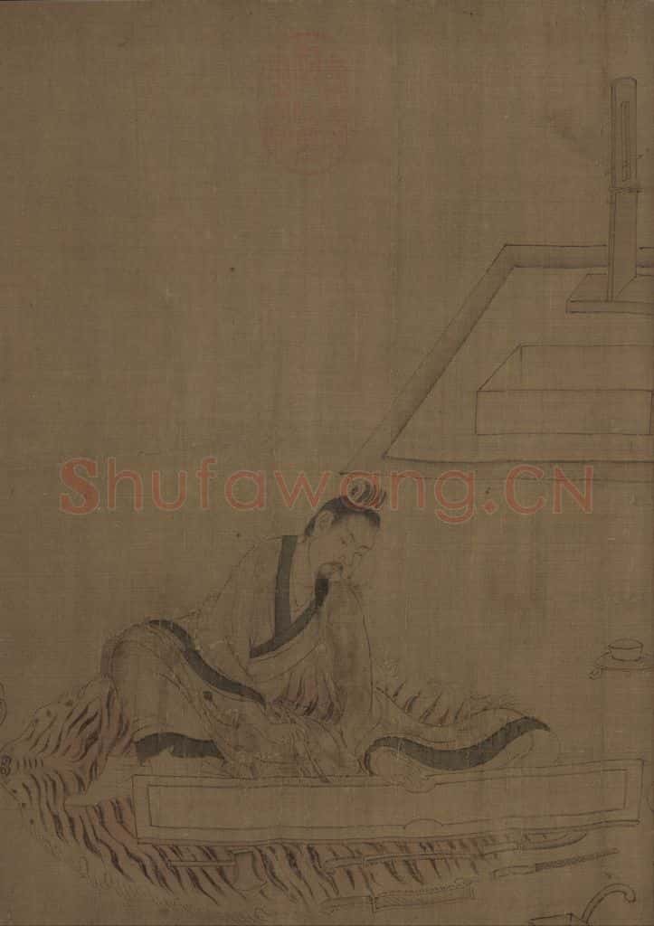 宋 佚名《摹顾恺之斲琴图》书画作品