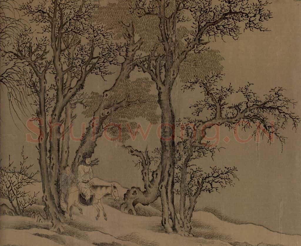宋 佚名《雪渔图》书画作品