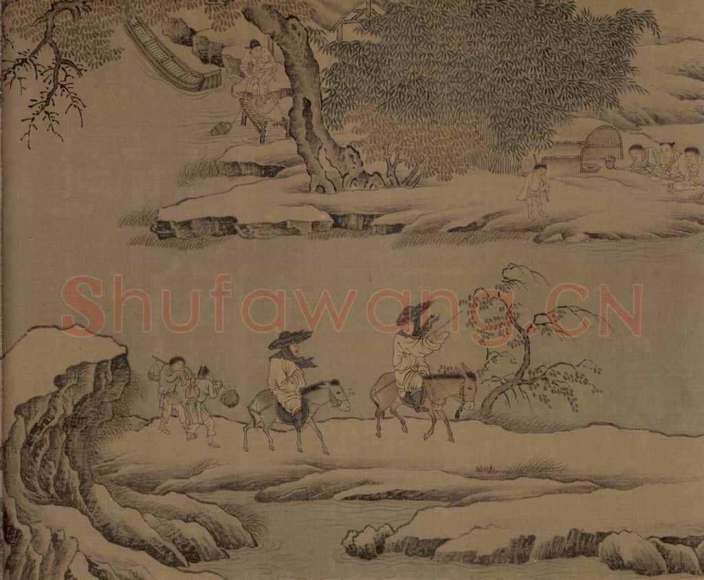 宋 佚名《雪渔图》书画作品