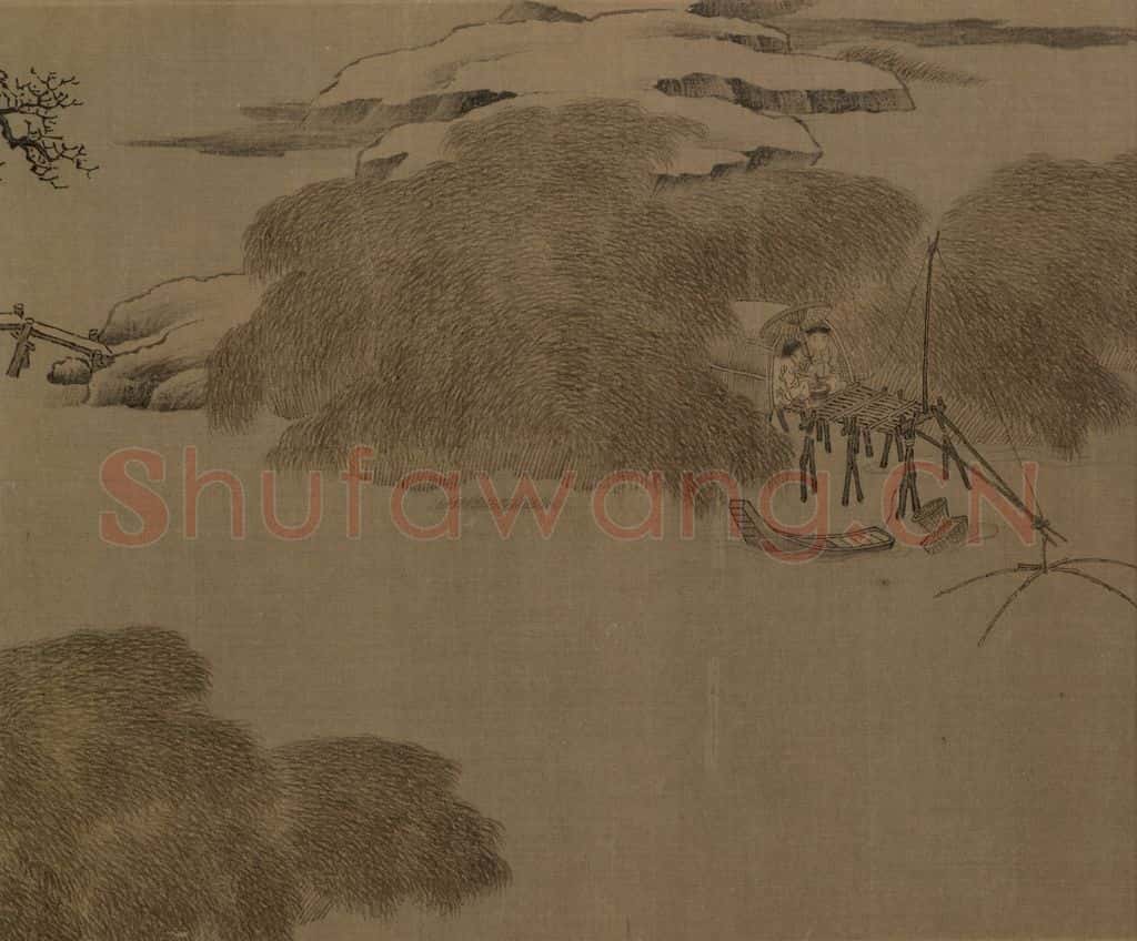 宋 佚名《雪渔图》书画作品