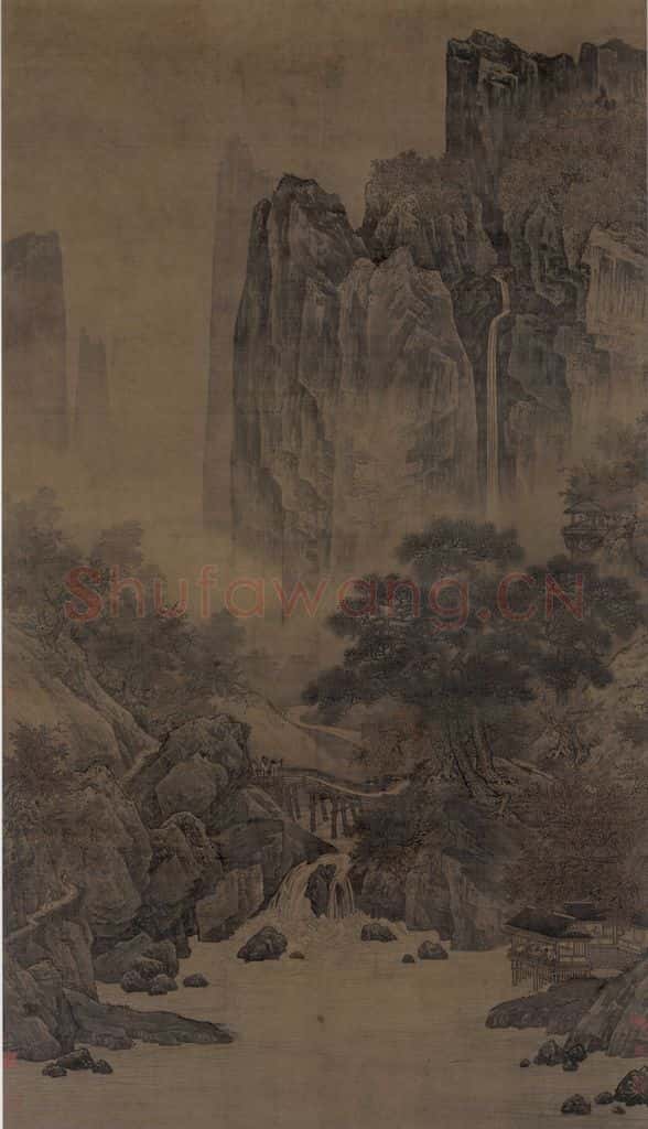 宋 佚名《秋山红树图》书画作品