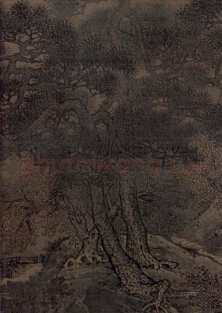 宋 佚名《秋山红树图》书画作品