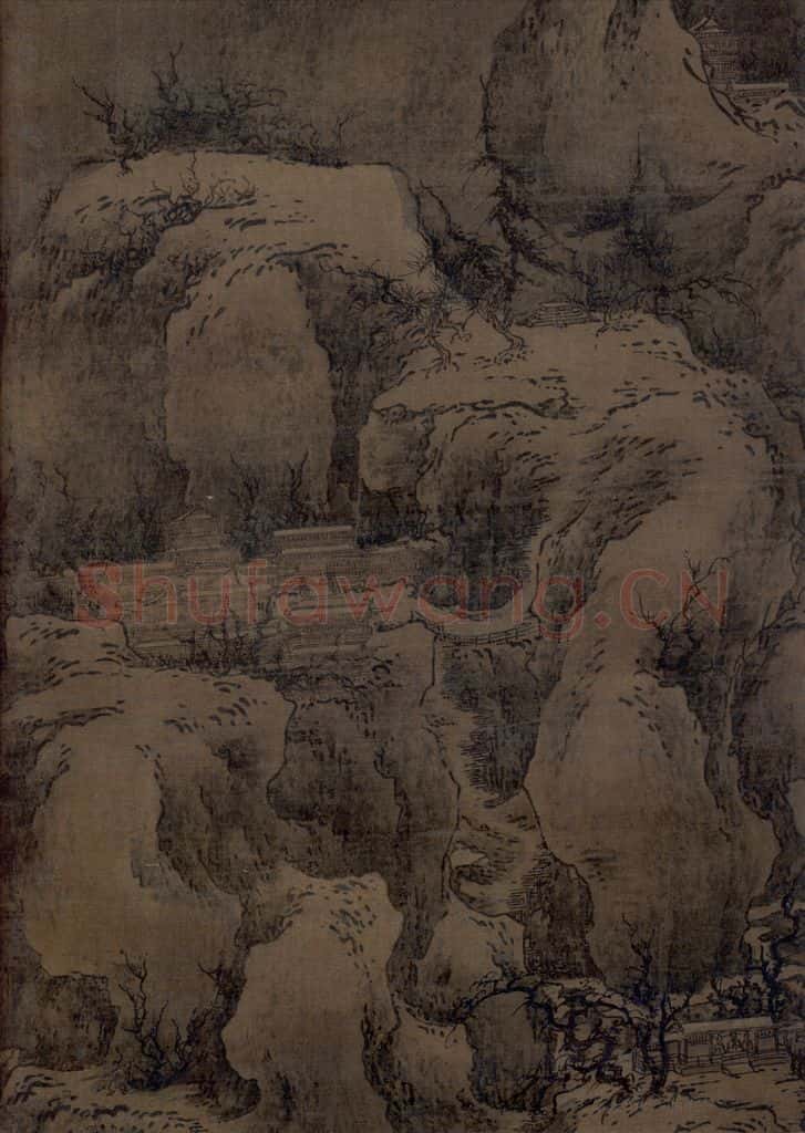 宋 佚名《雪山行旅图》书画作品