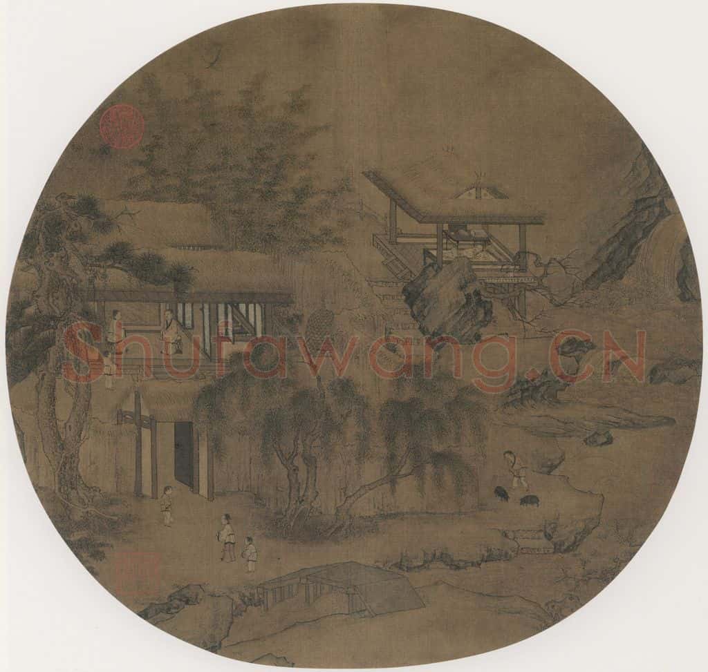 宋 何筌《草堂客话图》书画作品