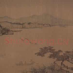 元代 唐棣《云浦拏舟图》国画山水作品图片鉴赏