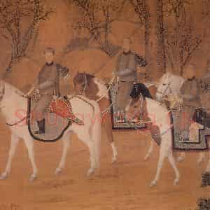 清代 郎世宁《哨鹿图》国画综合工笔作品图片鉴赏