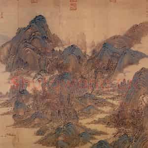 清代 唐岱《秋山行旅图》国画山水作品图片鉴赏