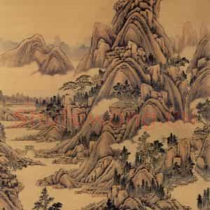 清代 唐岱《晴峦春霭图》国画山水作品图片鉴赏