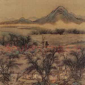 清代 金昆《有鸟诗意图》国画山水作品图片鉴赏
