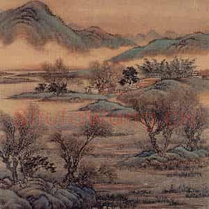 清代 金昆《有鸟诗意图》国画山水作品图片鉴赏