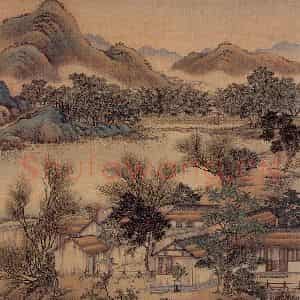 清代 金昆《有鸟诗意图》国画山水作品图片鉴赏