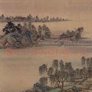 清代 金昆《有鸟诗意图》国画山水作品图片鉴赏