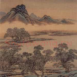 清代 金昆《有鸟诗意图》国画山水作品图片鉴赏