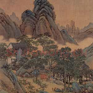 清代 金昆《有鸟诗意图》国画山水作品图片鉴赏