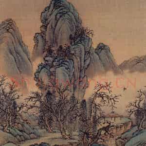 清代 金昆《有鸟诗意图》国画山水作品图片鉴赏