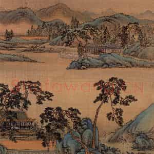 清代 金昆《有鸟诗意图》国画山水作品图片鉴赏