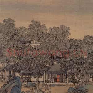 清代 金昆《有鸟诗意图》国画山水作品图片鉴赏