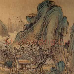 清代 金昆《有鸟诗意图》国画山水作品图片鉴赏