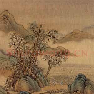 清代 金昆《有鸟诗意图》国画山水作品图片鉴赏