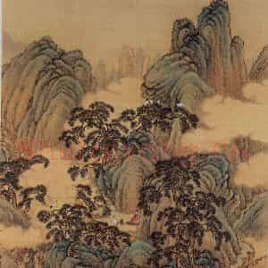 清代 金昆《有鸟诗意图》国画山水作品图片鉴赏