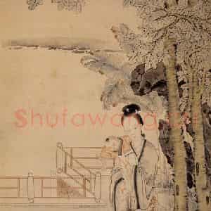 清代 王儒学《蕉桐婴戏图》国画综合工笔作品图片鉴赏