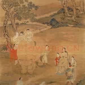 清代 丁观鹏《弘历洗象图》国画综合工笔作品图片鉴赏