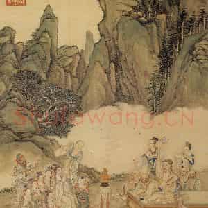 清代 丁观鹏《弘历维摩演教图》国画综合工笔作品图片鉴赏