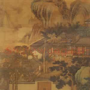 清代 沈源《山水楼阁图》国画山水工笔作品图片鉴赏