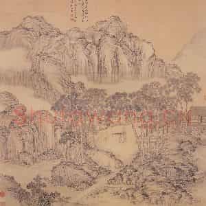清代 董邦达《弘历松荫消夏图》国画山水工笔作品图片鉴赏