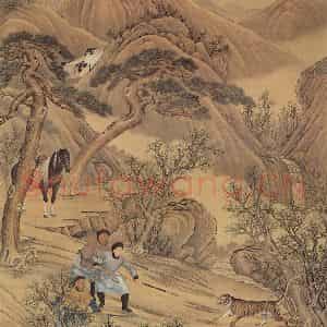 清代《弘历刺虎图》国画综合工笔作品图片鉴赏