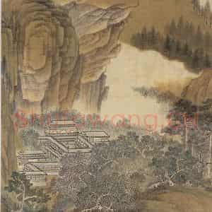 清代 徐扬《云山观瀑图》国画山水工笔作品图片鉴赏