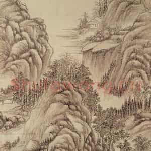 清代 陆遵书《松溪书屋图》国画山水工笔作品图片鉴赏
