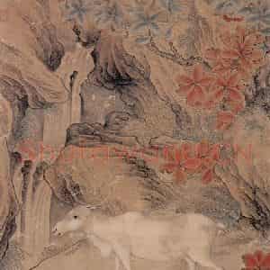 清代 贺清泰《贲鹿图》国画花鸟工笔作品图片鉴赏