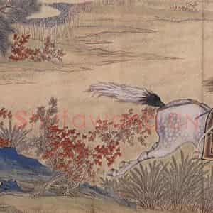 清代《威弧猎鹿图》国画综合工笔作品图片鉴赏