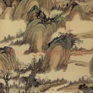 清代 蒋懋德《翠嶂白云图》国画山水工笔作品图片鉴赏