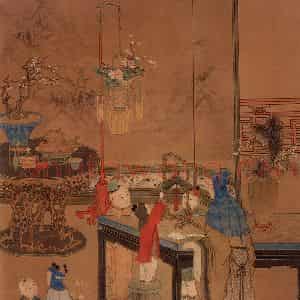 清代 冯宁《吉庆图》国画人物工笔作品图片鉴赏