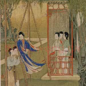 清代 焦秉贞《仕女图》国画人物工笔作品图片鉴赏