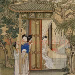 清代 焦秉贞《仕女图》国画人物工笔作品图片鉴赏